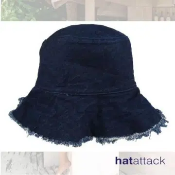 다크 데님 버킷햇 프린지 엣지