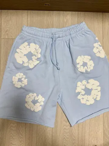 DENIM TEARS 꽃무늬 숏팬츠 M 스카이블루