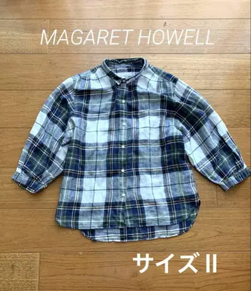 마가렛호웰 체크 무늬 린넨 셔츠 린넨 블라우스