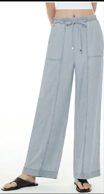 안다르 Ice Tencel 데님 와이드 팬츠 숏