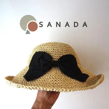 미사용품 SANADA / 일본 사나다 모자 밀짚 바게트 햇 57.5cm