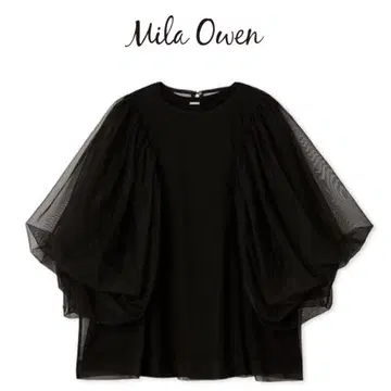 [새상품] Mila Owen 볼륨 슬리브 튤 레이어드 상의