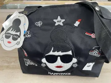 HAPPY FACE 자수 토트백 블랙