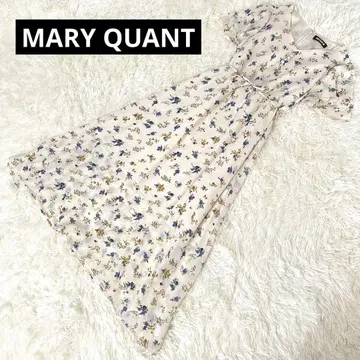 새상품급 MARY QUANT 플라워 프린트 롱 원피스 아이보리 M