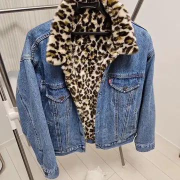 LEVI'S 데님 자켓 레오파드 퍼 리버서블