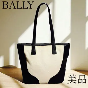 [새상품급] BALLY 발리 토트백 캔버스 x 가죽 블랙 x 베이지