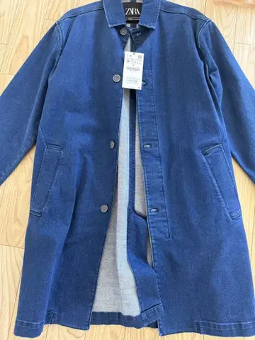 자라 다크 블루 데님 트렌치코트