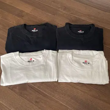 BEEFY 티셔츠 4매 세트 XL 블랙 화이트