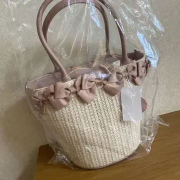 시마무라 아오키 미사코 카고 가방 리본 핑크 중간 복숭아