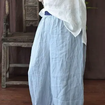 린넨 가우초 팬츠 넉넉한 스타일 심플