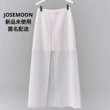 JOSEMOON SHEER COMBI SLIT SKIRT 36 WHITE