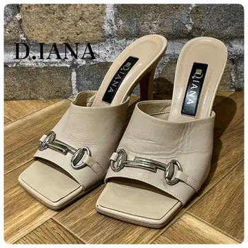 D.IANA 뮬 샌들 실버 금장 장식 베이지 23.5cm