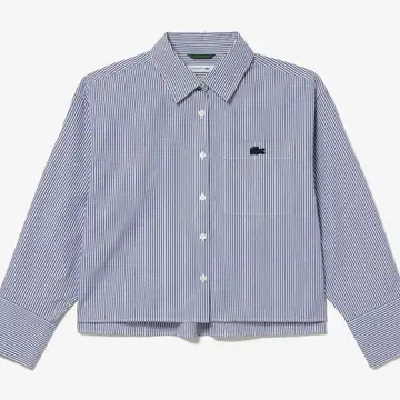 Lacoste 스트라이프 크롭 셔츠 긴팔