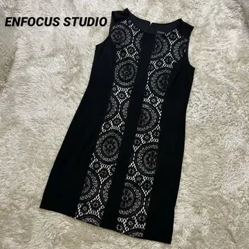 ENFOCUS STUDIO 블랙 레이스 슬리브리스 원피스 빅 사이즈