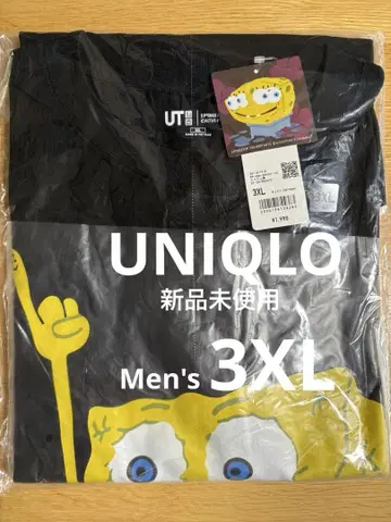 유니클로 스폰지밥 블랙 T셔츠 남성용 3XL 미사용 새상품
