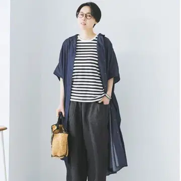 미사용 솔테카프 인디고 셔츠 원피스