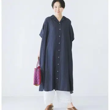 미사용 솔테카프 인디고 셔츠 원피스