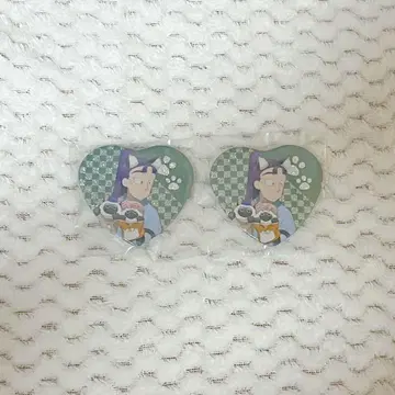 닌타마 란타로 난자타운 하트 캔뱃지 타치바나 센조 2점