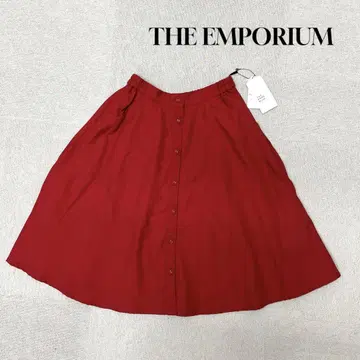 새상품 THE EMPORIUM 플레어 스커트 무릎 기장 레드 M 사이즈