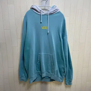 VANS 로고 프린트 후드티 블루 그린