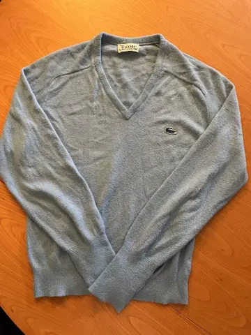 izod LACOSTE 실 감개 택 블루 V넥 스웨터