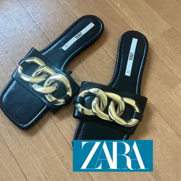 ZARA 자라 빅 골드 체인 뮬 37