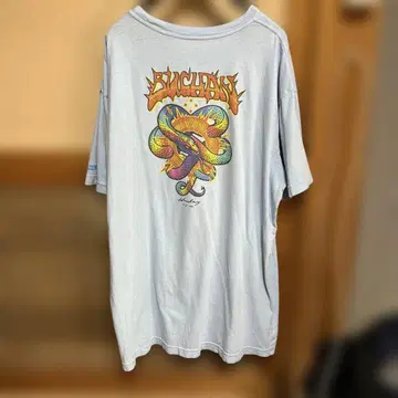90년대 Hurley 할리 컬러풀 뱀 디자인 티셔츠 xl 스카이블루