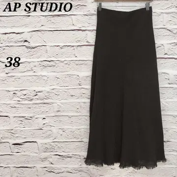 AP 스튜디오 M 플레어 스커트 롱 기장 밑단 프린지 블랙 일본제