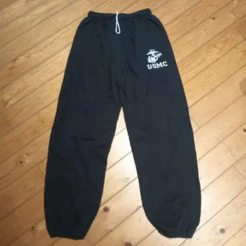 USMC 로고 블랙 스웨트 팬츠