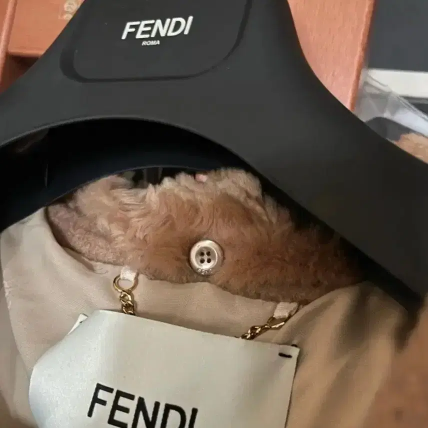 펜디 FENDI 롱 밍크 탈부착 카멜헤어 투톤코트 새상품 사진 5