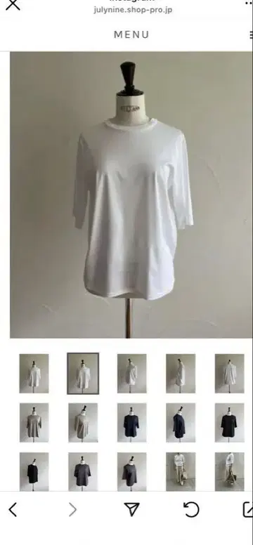 JULYNINE 화이트 5부 소매 티셔츠 M 사이즈