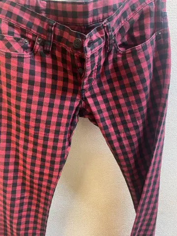 HYSTERIC GLAMOUR 블록 체크 패턴 스키니 팬츠