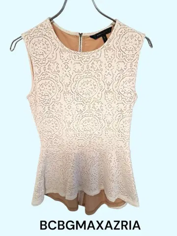 BCBGMAXAZRIA 레이스 슬리브리스 상의