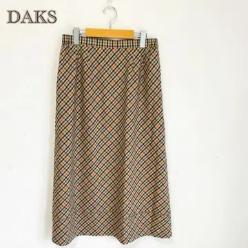 [ DAKS ] (73-99) 울 올 패턴 하우스 체크 플레어 롱 스커트