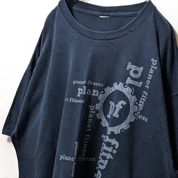 플래닛 피트니스 로고 T셔츠 블랙 구제 의류