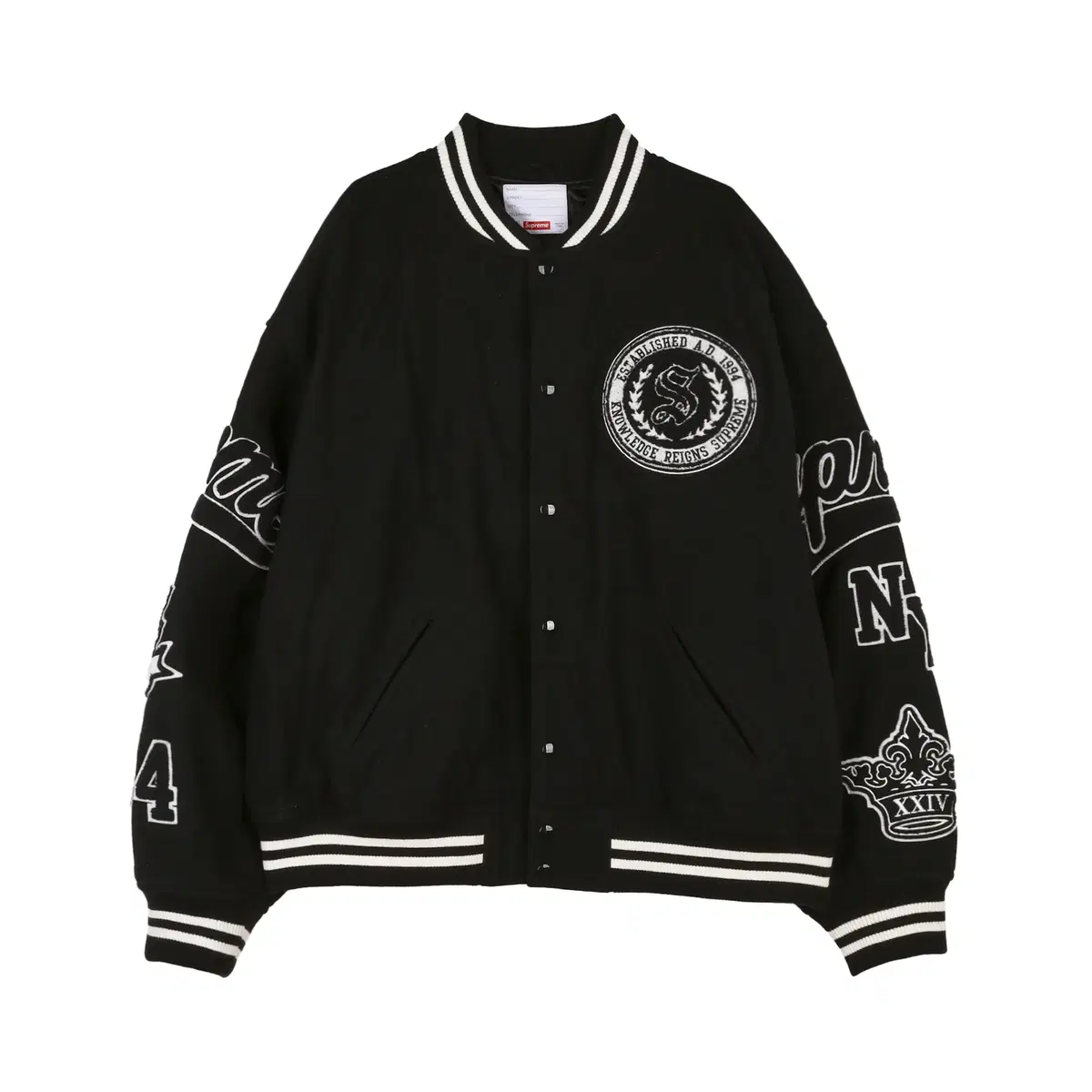 シュプリーム Veritas Varsity Jacket ブラック XXL Supreme Veritas Varsity Jacket 