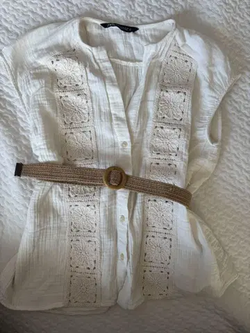 zara top 크로셰 벨트 부착