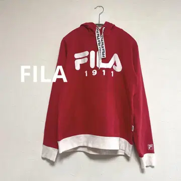 휠라 FILA 로고 후드 맨투맨 레드 여성용 S
