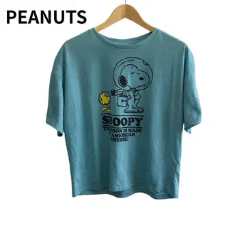 PEANUTS 스누피 반팔 애니메이션 티셔츠 여성용 푸딩 XS