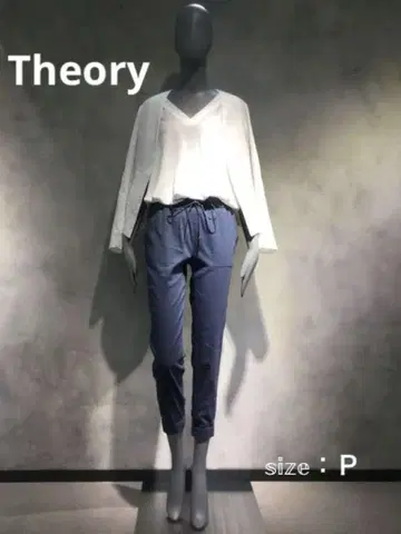 Theory 린넨 조거 팬츠 더스티 블루 사이즈 P