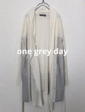 새상품 [ one grey day ] 린넨 마 혼방 벨트 후드 가디건