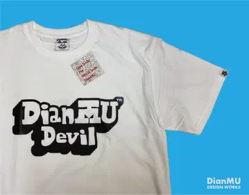 DianMU Devil 손글씨 로고 T셔츠 화이트 XL