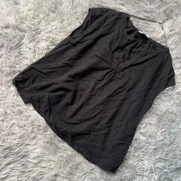 SLOBE IENA 린넨 혼방 프렌치 슬리브 블라우스 블랙 루즈핏 프리