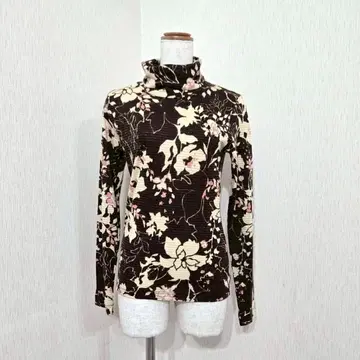 Bond of Nature 플라워 무늬 터틀넥 티셔츠 일본제 (M)
