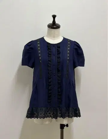 yukiemon 마카롱 블라우스 네이비 M 사이즈