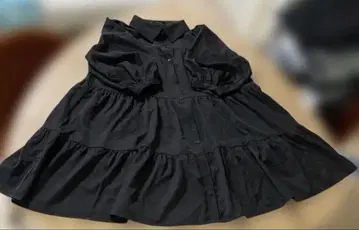 블랙 티어드 튜닉 5부 소매 거의 미사용
