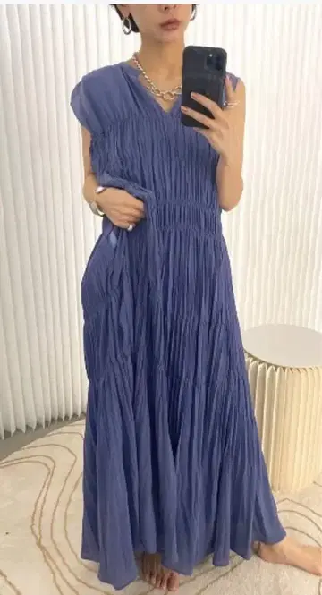SHIRRING PLEATS NS DRESS