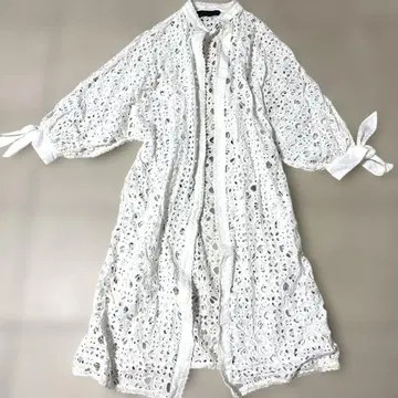 ZARA WOMAN 코튼 레이스 롱 가디건