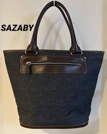 SAZABY 사자비 토트백 버킷형 숄더백 스트라이프