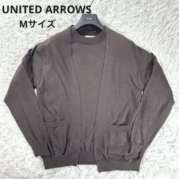 UNITED ARROWS 앙상블 니트 가디건 반팔 라미 브라운